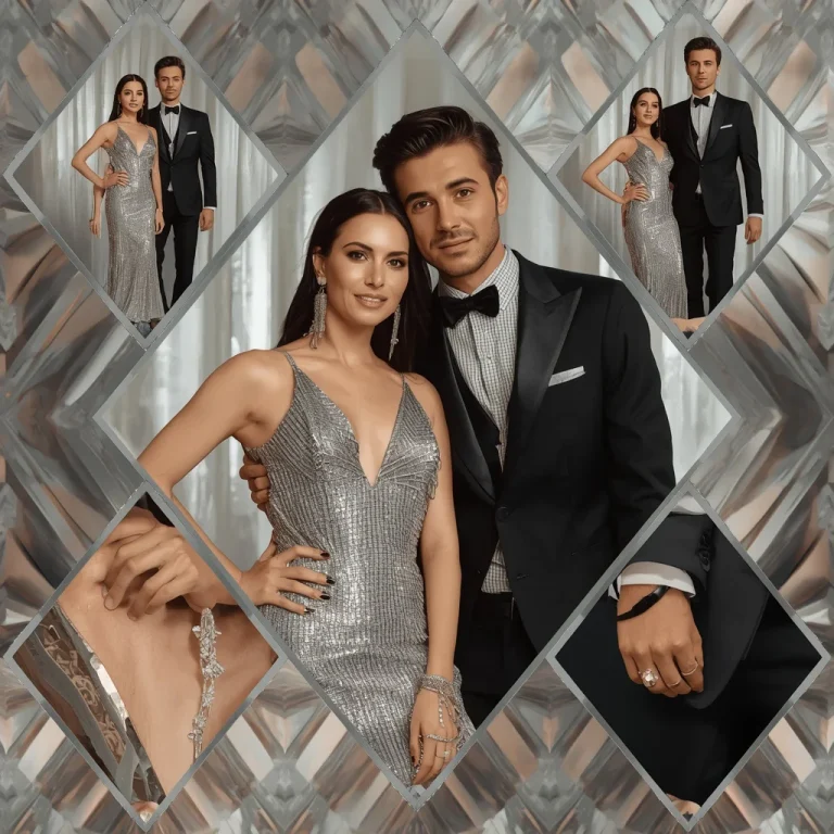 A Diamond Cut Frame Collage of a High Fashion Couple | Sophisticated Collage Diamond-cut