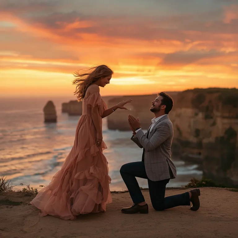 A Seaside Proposal: Romantic Couple at Sunset | Couple prompt ChatGPT trending