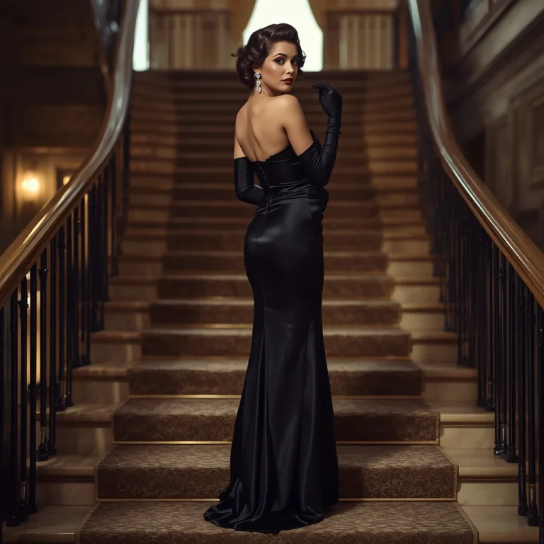 Classic Old Hollywood Strapless Gown with Gloves | instagram influencer ai prompt
