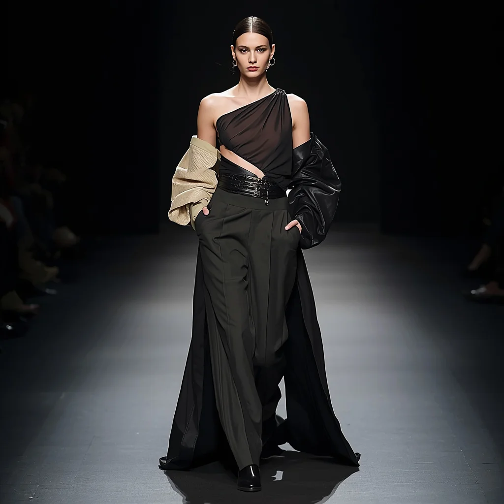 Deconstructed Formal Gown with Unexpected Fabric Mix for Runway | Instagram prompt for traditional look for girl