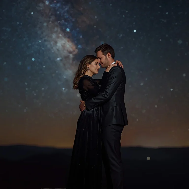 Intimate Moment: Couple Under a Starry Night Sky | Hot romantic couple AI prompts
