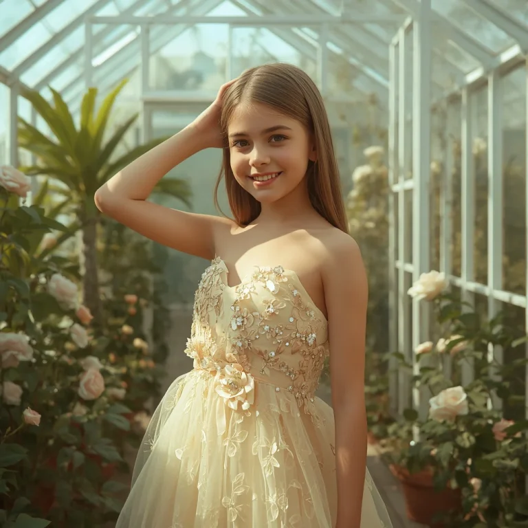 The Sunlit Greenhouse of Enchanting Pastel Tulle | Photorealistic Fashion Portrait