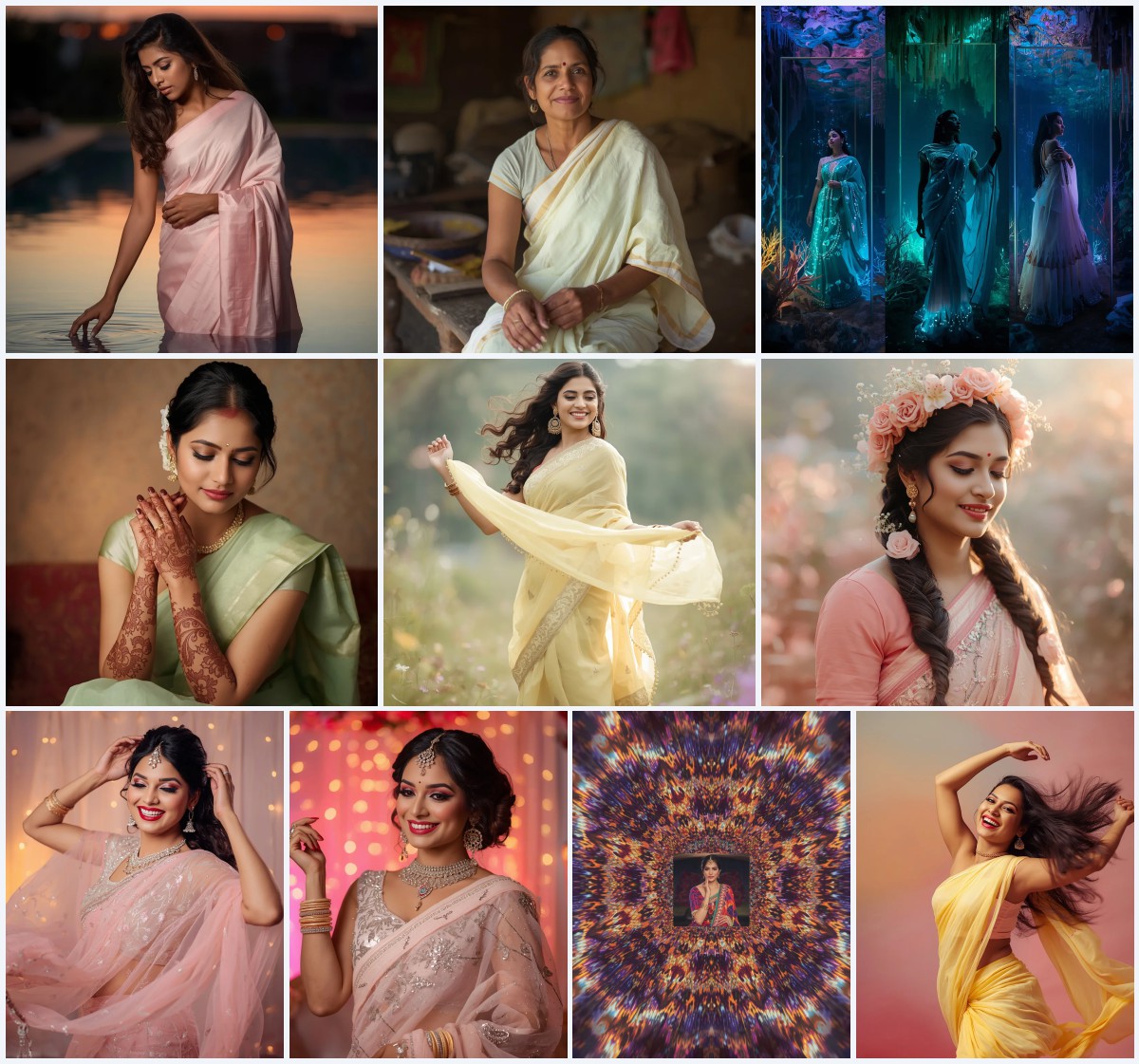 Top 10 Saree with Gown AI Prompts for Contemporary Evening Wear